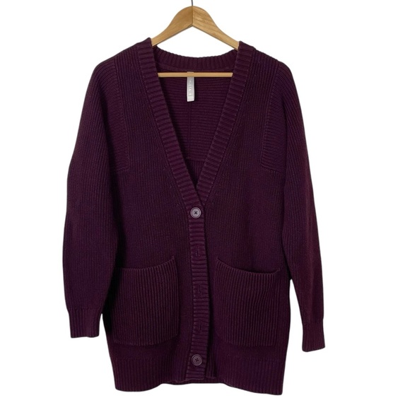 Athleta West End Oversized Knit Cardigan Maroon XS - Picture 3 of 11